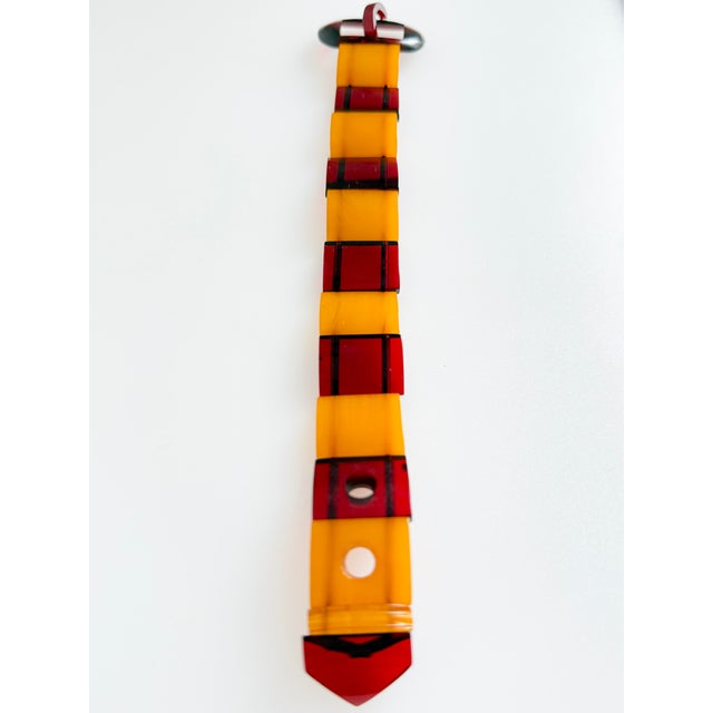 Red Vintage Art Deco Style Bakelite Catalin Bracelet with Cherry Juice and Butterscotch Panels, 1940s For Sale - Image 8 of 14