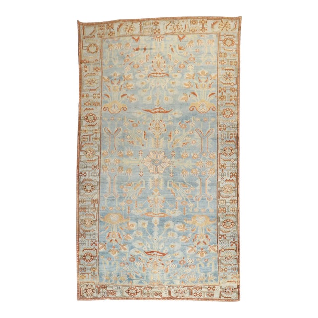 Zabihi Collection Sky Blue Antique Persian Malayer Rug - 6'4" x 12'4" For Sale