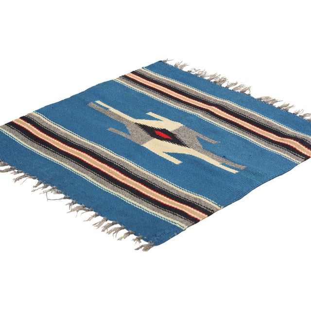 79084 Vintage New Mexico Chimayo Rug, 01'07 x 01'07. This handwoven wool vintage Chimayo rug from New Mexico captures the...