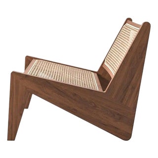 Wood and Woven Viennese Cane Kangaroo Low Armchair by Pierre Jeanneret for Cassina For Sale
