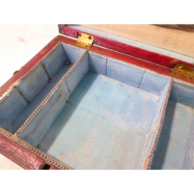 Vintage Leather Bound Jewelry Box For Sale - Image 4 of 5