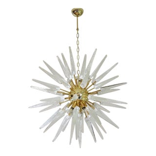 Italian 51-Tip Murano Glass Sputnik Chandelier, Clear Transparent For Sale