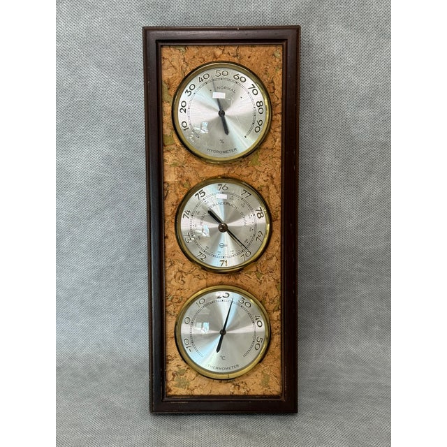 Wood Weather Station with Hygrometer, Barometer and Thermometer from Barigo, Germany, 1960s For Sale - Image 7 of 7