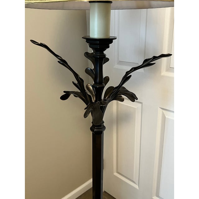 Late 20th Century Late 20th Century Bronze Acanthus Leaf Art Deco Art Nouveau Floor Lamp by Decorative Crafts Inc For Sale - Image 5 of 12