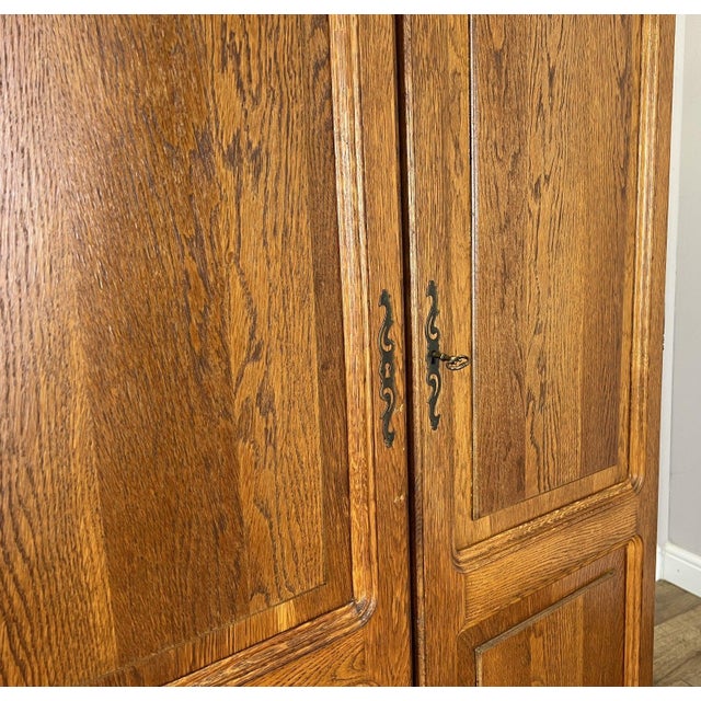Wood Vintage French Carved Oak 4-Door Armoire For Sale - Image 7 of 9
