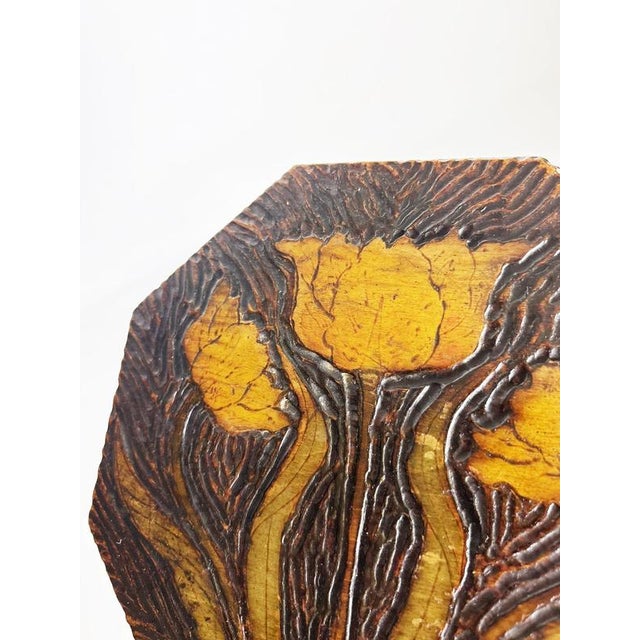 Gold Art Nouveau Carved Wooden Trivet, France, 20th Century For Sale - Image 8 of 10