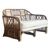 Vintage Coastal Brighton Pavillon Rattan Love Seat For Sale
