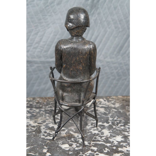Late 19th Century Vintage Bronze Boy Fishing After Friedrich Goldscheider Sculpture Figurine For Sale - Image 6 of 12