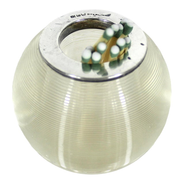 Antique English Sterling Silver and Glass Match Striker Hallmarked For Sale