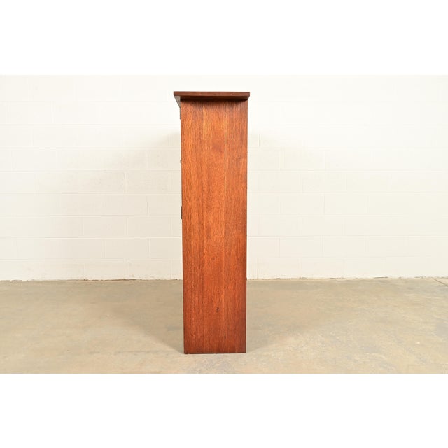 Stickley Harvey Ellis Collection Arts & Crafts Inlaid Oak and Leaded Glass Bookcase With Drop Front Secretary Desk For Sale - Image 16 of 18
