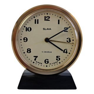 Mid-Century Mechanical Alarm Clock from Slava Soviet, USSR, 1970s For Sale