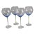 Late 20th Century Blue All Purpose Goblet Etched & Cut-Glass Dot Pattern Wine Water Glasses- Set of 4 For Sale