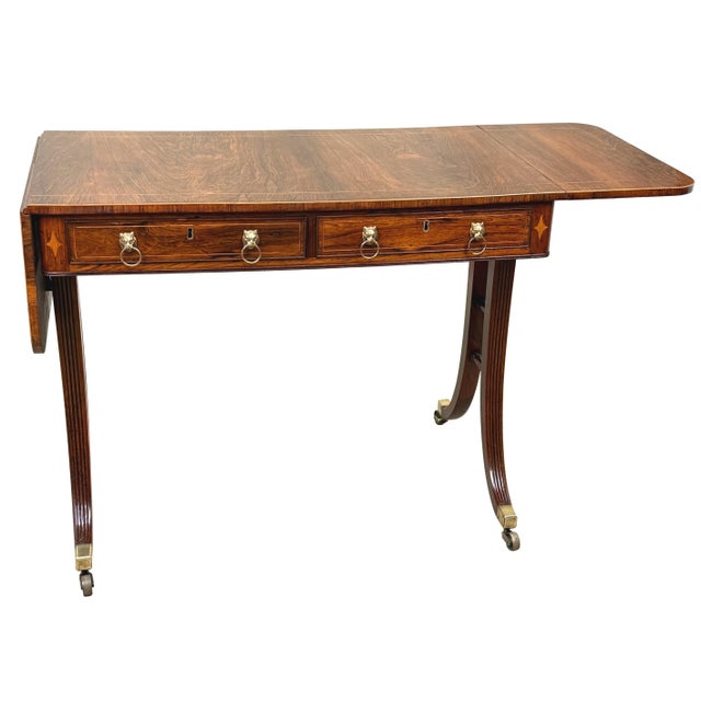 Hollywood Regency Small Regency Rosewood Sofa Table, Early 19th Century For Sale - Image 3 of 17