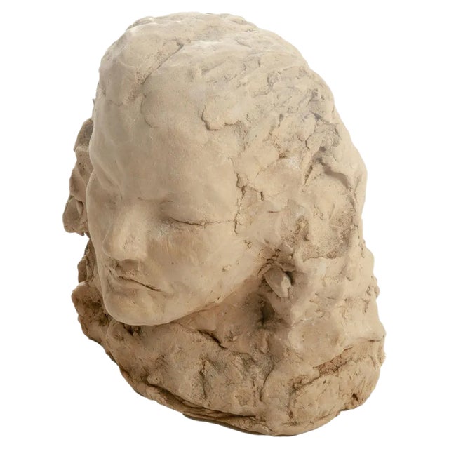 Terracotta Sculpture of Woman's Head, France, 20th Century For Sale