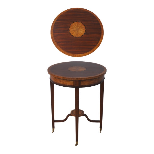 Maitland Smith Georgian Style Mahogany Inlaid Table For Sale