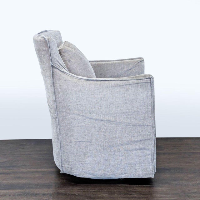 Restoration Hardware Restoration Hardware Gray Swivel Lounge Chair For Sale - Image 4 of 6