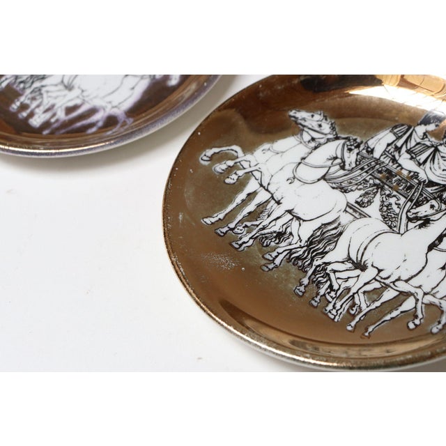 Set of Eight Vintage Gilded Roman Chariot Coasters by Piero Fornasetti With Box For Sale - Image 11 of 18