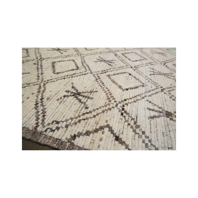 Brown & Natural Modern Wool Rug For Sale In Los Angeles - Image 6 of 7