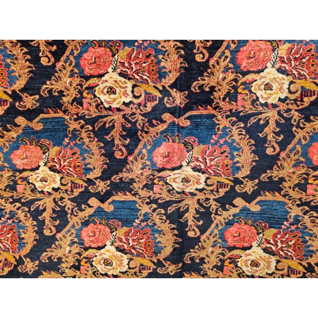Vintage Persian Tabriz Area Rug, Hand-Knotted Wool, Allover Floral Gol Farang Pattern, Navy & Red, 7x11 For Sale - Image 10 of 14