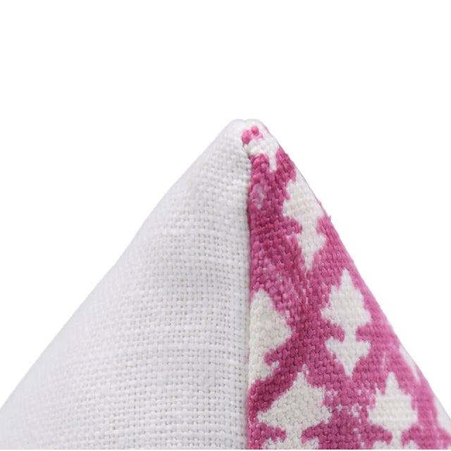 Pink and White Handmade Floral Decorative Pillow Cover 14x14 Inch- Pinkcity Jaal For Sale - Image 4 of 5