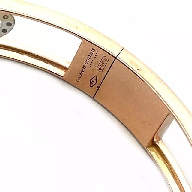 Orianne Collins Diamond Gold Kiss Bangle 18k Two Tone Hinged Open Style. Large For Sale In Miami - Image 6 of 6