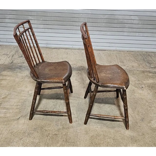 Early 19th Century Pair Early 19th Century Philadelphia Benchmade Birdcage Windsor Chairs For Sale - Image 5 of 7
