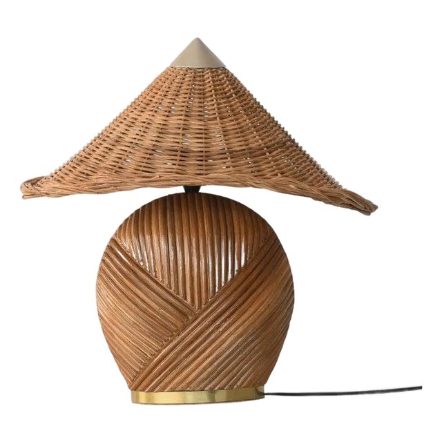 Contemporary Pencil Reed Rattan 'Deka' Table Lamp For Sale