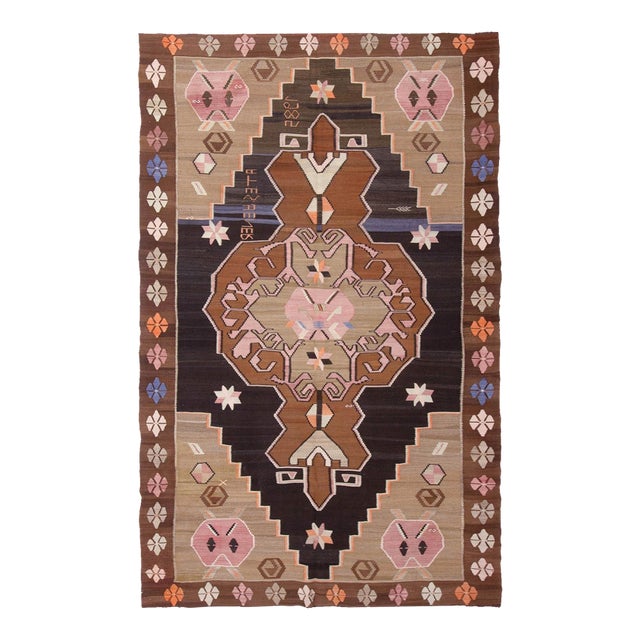 Decorative Vintage Large Turkish Kilim Rug - 6`8" X 11`4" For Sale