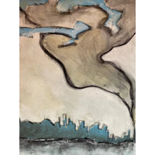 Contemporary 2021 "Rising Tides" Abstract Cityscape Mixed-Media Painting on Canvas For Sale - Image 3 of 4