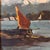 Rustic European Vintage Seascape Art Oil Painting of Nautical Sailboats Venice Italy in a Gold Frame For Sale - Image 3 of 12