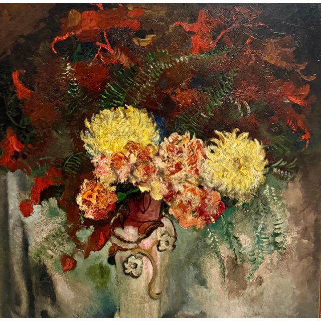 Nicolai Cikovsky, Large Modernist Oil Painting Wild Flowers in Vase WPA Artist Nicolai Cikovsky For Sale - Image 18 of 18