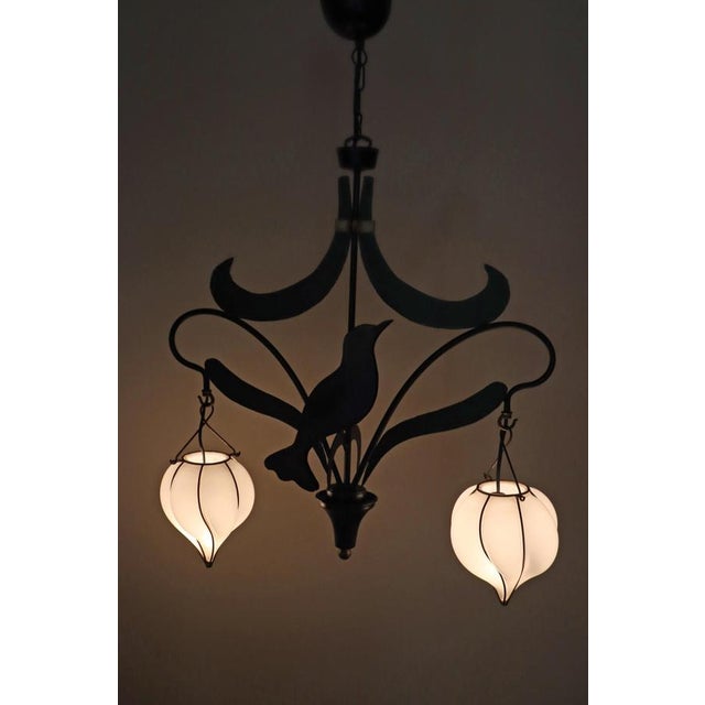 Nightingale Chandelier with Murano Glass Lanterns, 1980s For Sale - Image 12 of 13