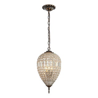 1-Light French Empire Handcrafted Crystal Chandelier Antique Bronze Finish Dimmable Vintage Pendant Light For Sale