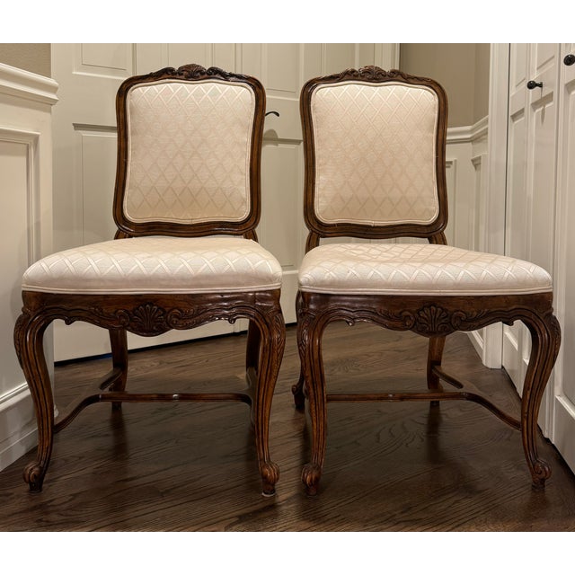 Drexel Heritage Vintage Louis XV Style French Dining Chairs Attributed to Drexel - Set of 2 For Sale - Image 4 of 7