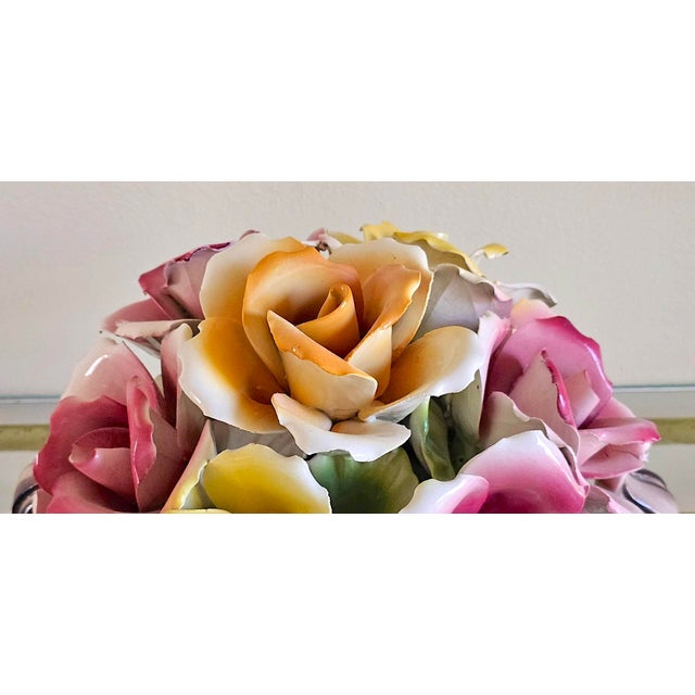 Vintage Italian Capodimonte Porcelain Rose Centerpiece Basket For Sale - Image 10 of 18