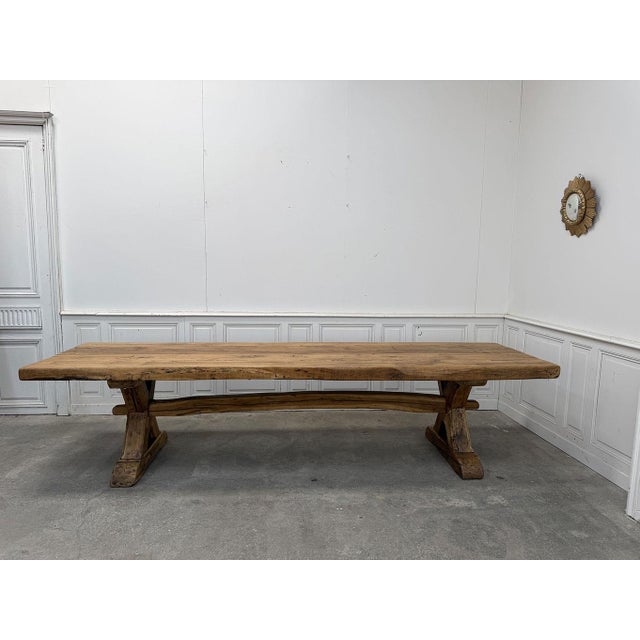 Large Vintage Oak Bench, 1950 For Sale - Image 3 of 10