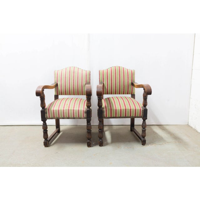 Mid-Century vintage Spanish pair of armchairs in chestnut. Good condition, solid and sound. Shipping: 1 pack: L 59/P 64/H...