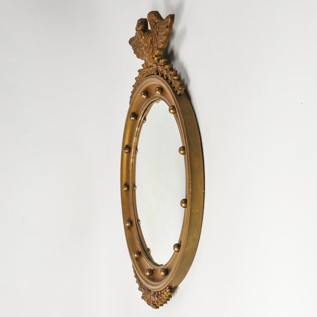 Large Antique Federal Eagle Convex Mirror Giltwood Bullseye Butler Mirror Circa 1920s For Sale - Image 16 of 16