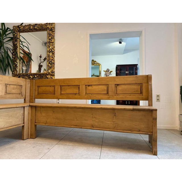 Farmhouse Corner Bench Group in Wood For Sale - Image 9 of 14