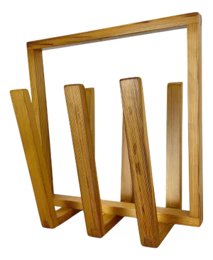Cubic Brutalist Pine Wood Magazine Holder in the style of Chapo Perriand Style, France, 1970s