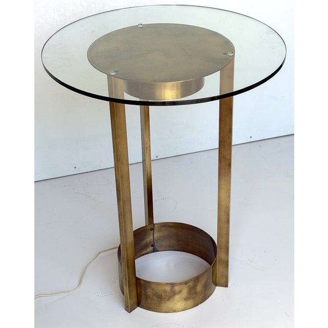 Fontana Arte Illuminated Patinated Brass & Glass Side Table, Italy 1960s For Sale - Image 9 of 9