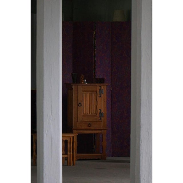 Wood Scandinavian Narrow Oak Cabinet, 1950s For Sale - Image 7 of 17