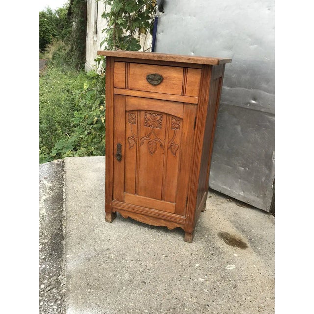 Brown Antique Rustic Pinewood Nightstand For Sale - Image 8 of 9