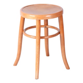 Mid-Century Stool in Sold Beech and Plywood, Czech, 1950s For Sale