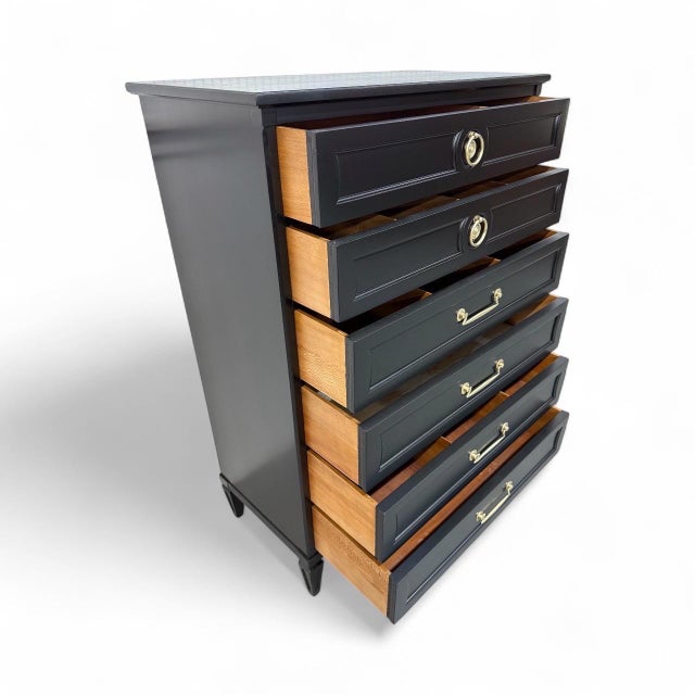 Vintage Henredon Italian Style Black High Chest For Sale In Philadelphia - Image 6 of 10