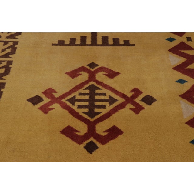 Rug & Kilim Vintage Turkish Rug, Gold With Bold Tribal Geometry - Rug & Kilim For Sale - Image 4 of 9