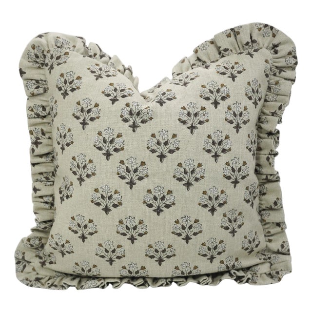 Diwali Flower Thick Linen Ruffle Pillow Cover Premium 24x24 Inch Decorative Cushion For Sale