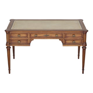 Late 20th Century Vintage Louis XVI Style Walnut and Leather Top Desk For Sale