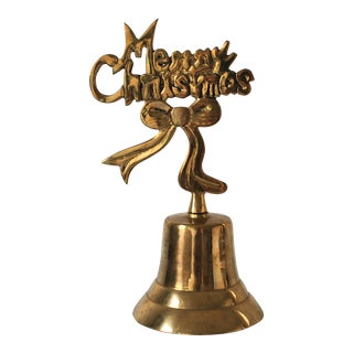 Vintage Brass "Merry Christmas" Dinner Bell For Sale
