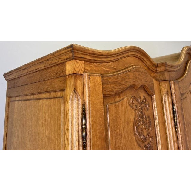 Vintage French Louis XVI Style Carved Oak 4-Door Wardrobe For Sale - Image 10 of 15
